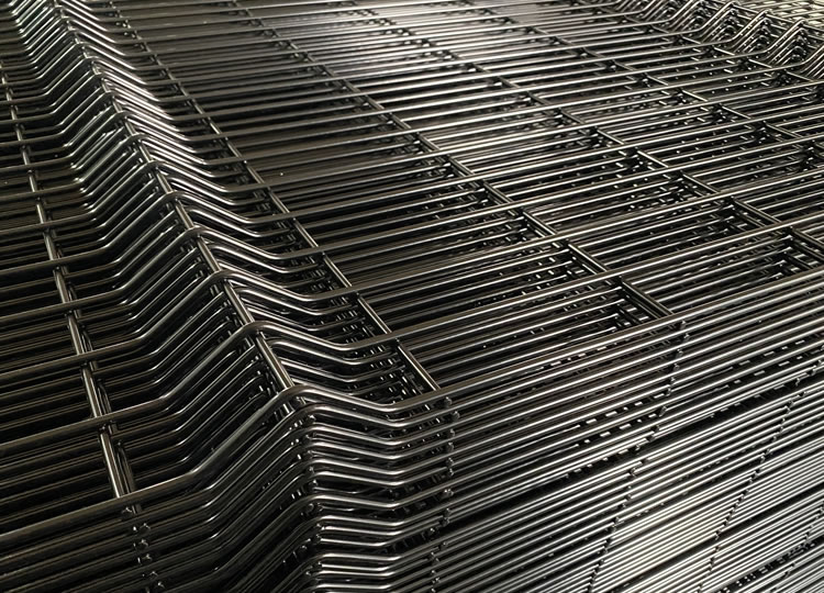 Black coated welded mesh fencing panels